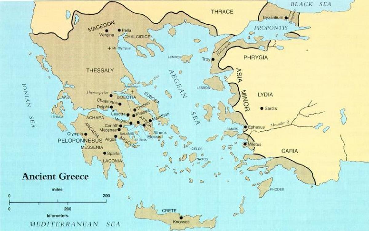 ancient Greece on a world map