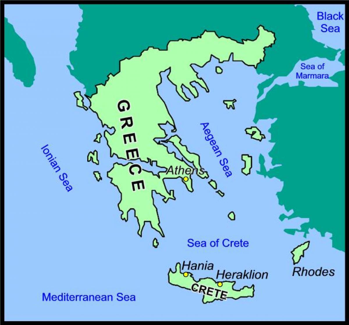 map of Crete and Greece