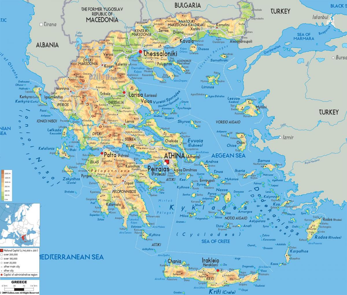 geographical map of Greece