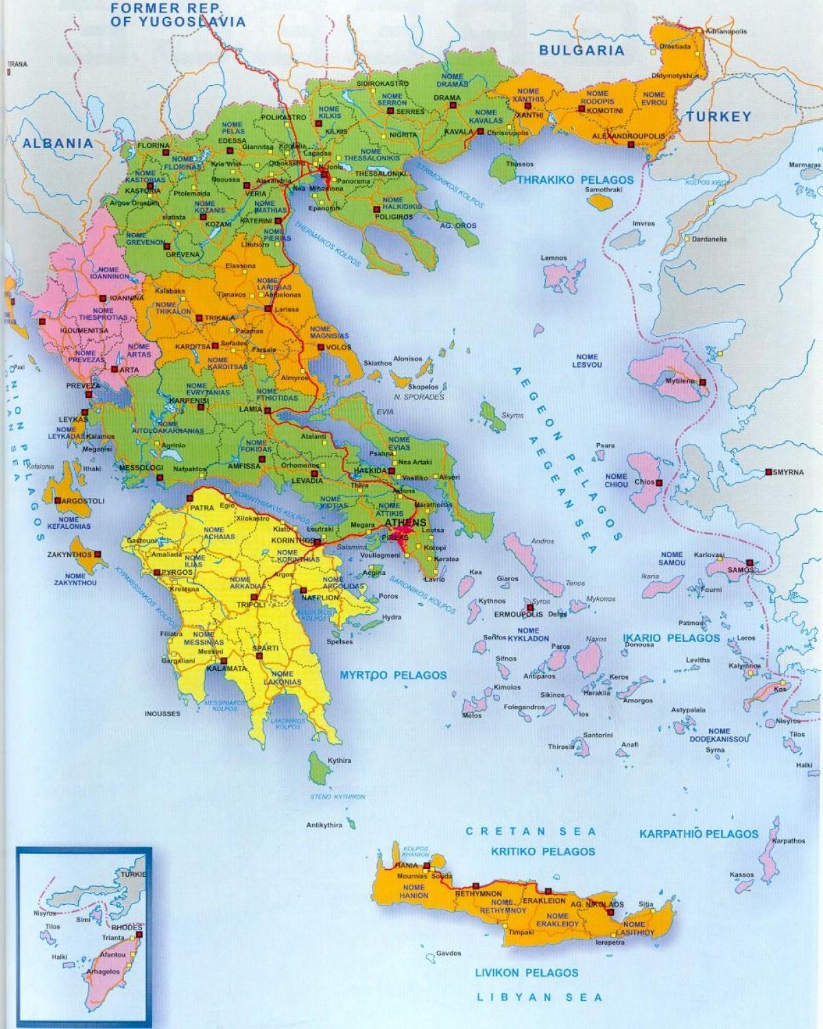 map of Greece and Greek islands