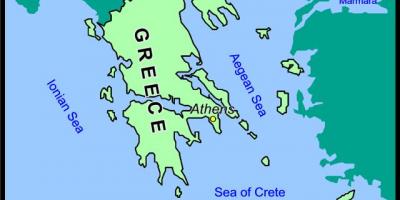 Map of Crete and Greece