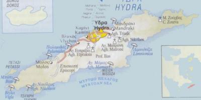 Map of Hydra Greece
