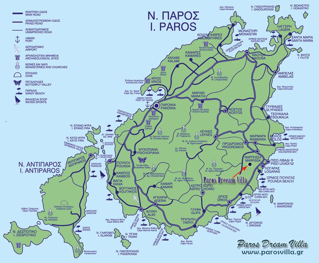 Paros Greece map - Map Paros Greece (Southern Europe - Europe)