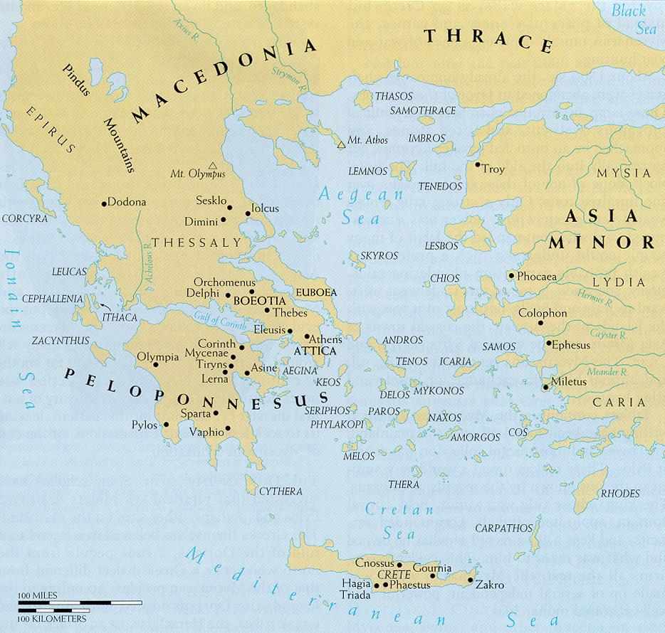 Ancient Greece and aegean world map - Map of ancient Greece and the ...