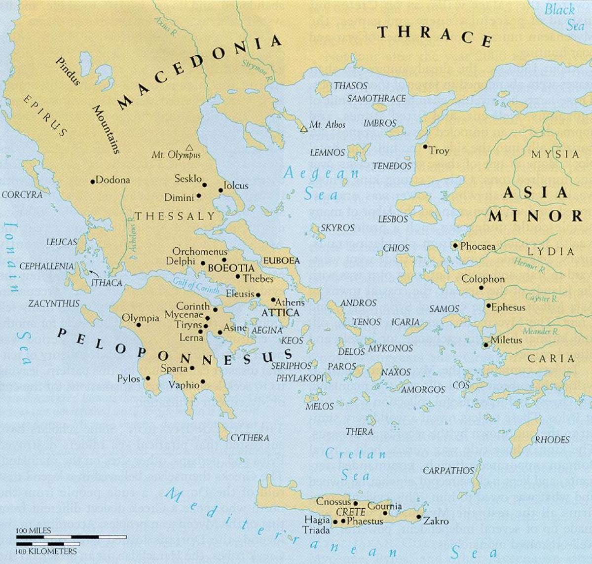 Greece And The Aegean World Map Ancient Greece and aegean world map   Map of ancient Greece and 