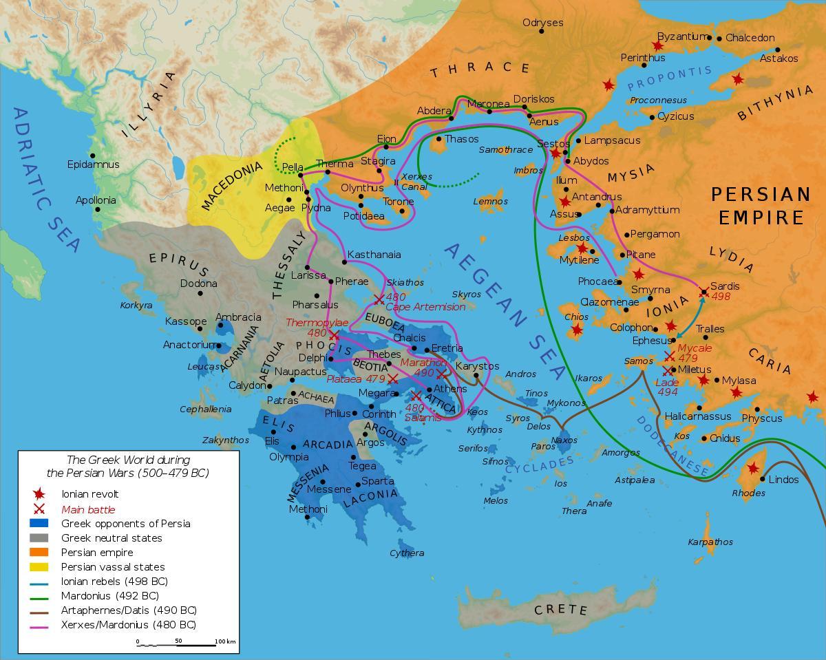 map of ancient Greece and Persia
