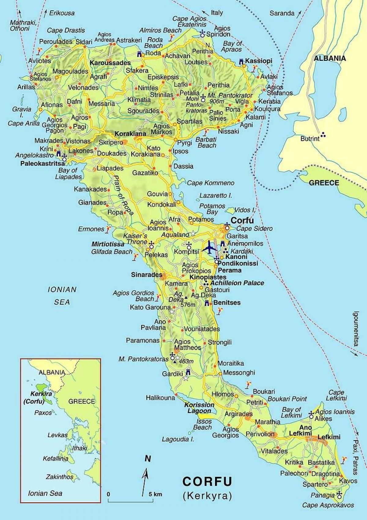 Corfu Greece map - Map of Corfu Greece (Southern Europe - Europe)