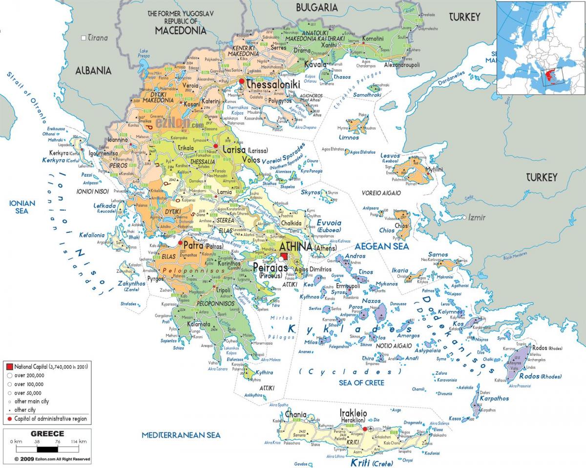 map of Greece with cities