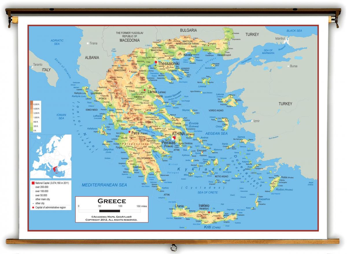 physical map of Greece