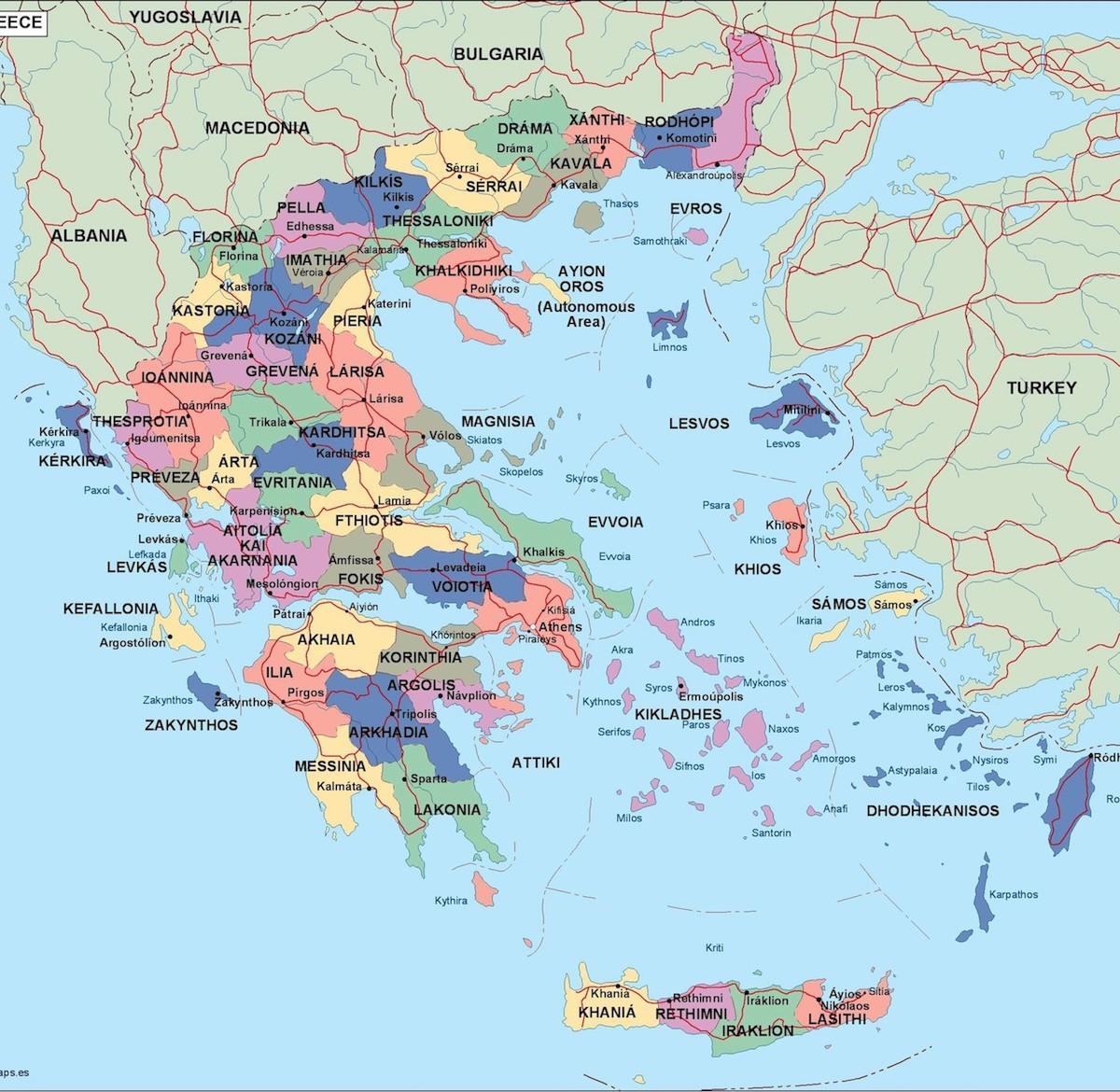 political map of Greece