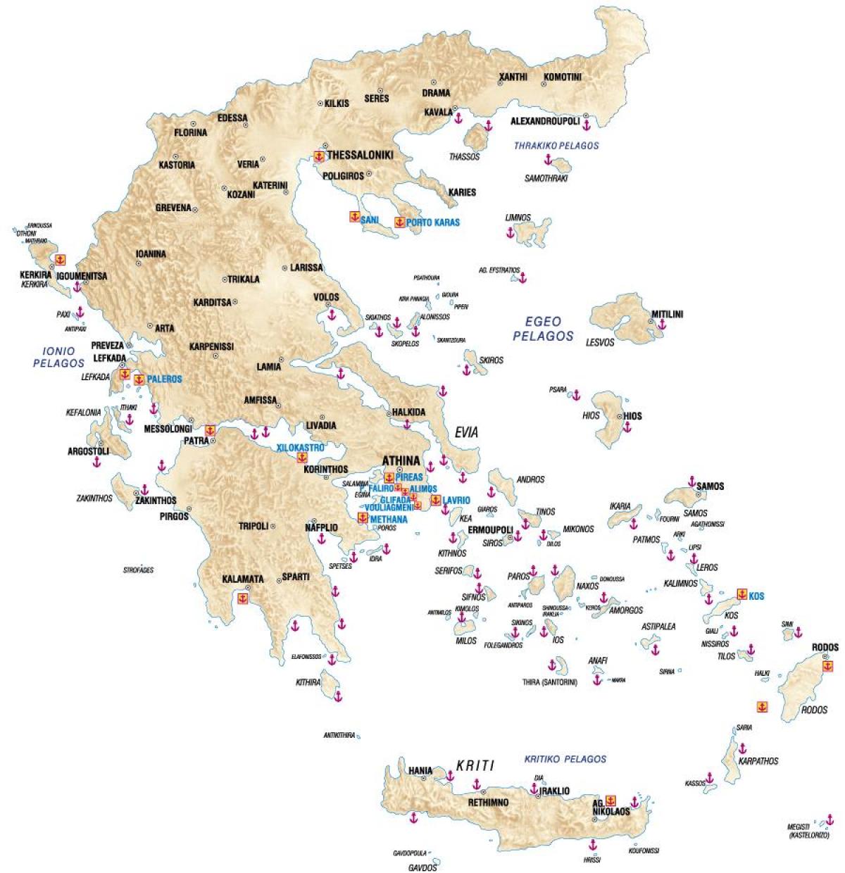 Hellas ports map