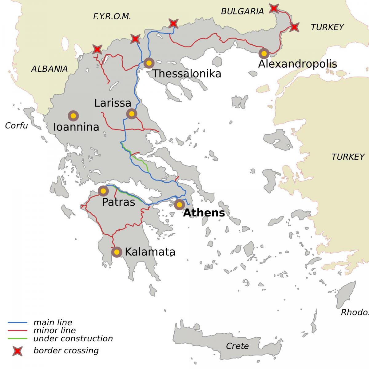 Greek railways map
