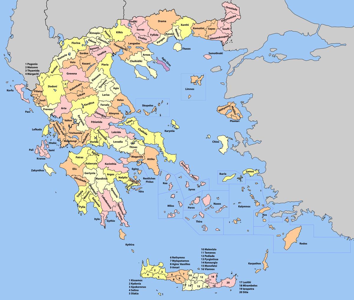 map of Greece regions