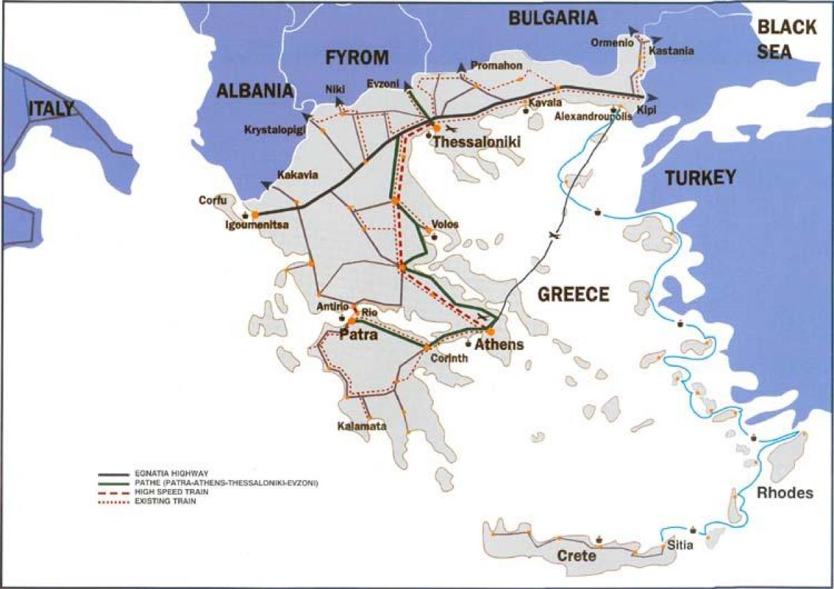 trains in Greece map