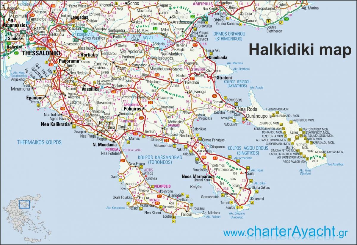 map of Greece Halkidiki