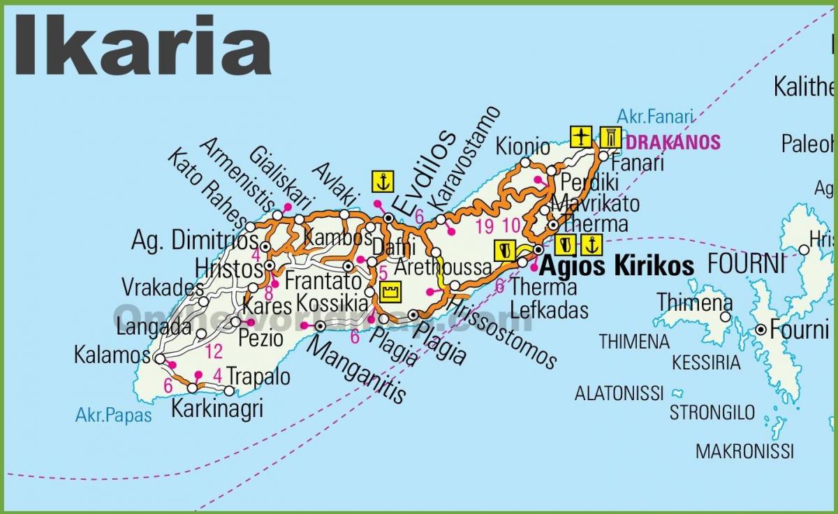 map of Ikaria Greece