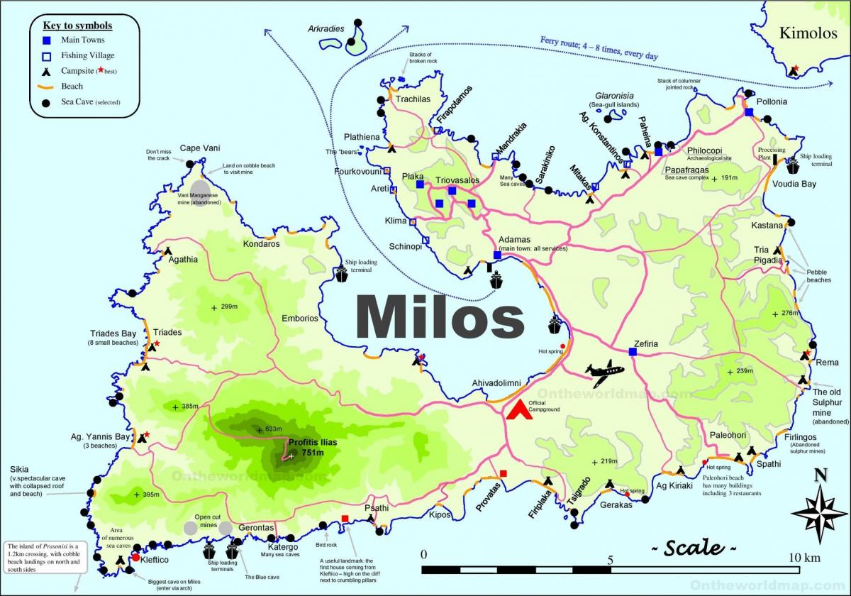 map of milos Greece