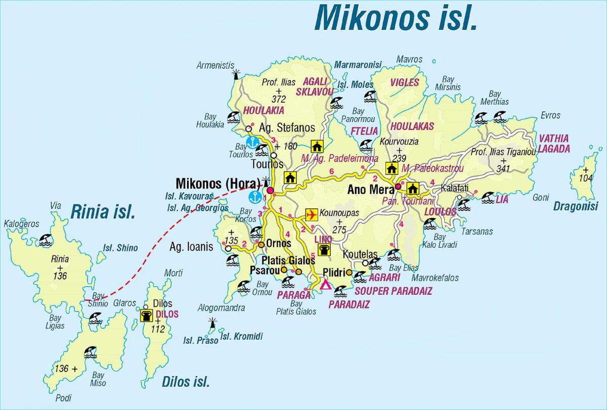 map of Mykonos Greece
