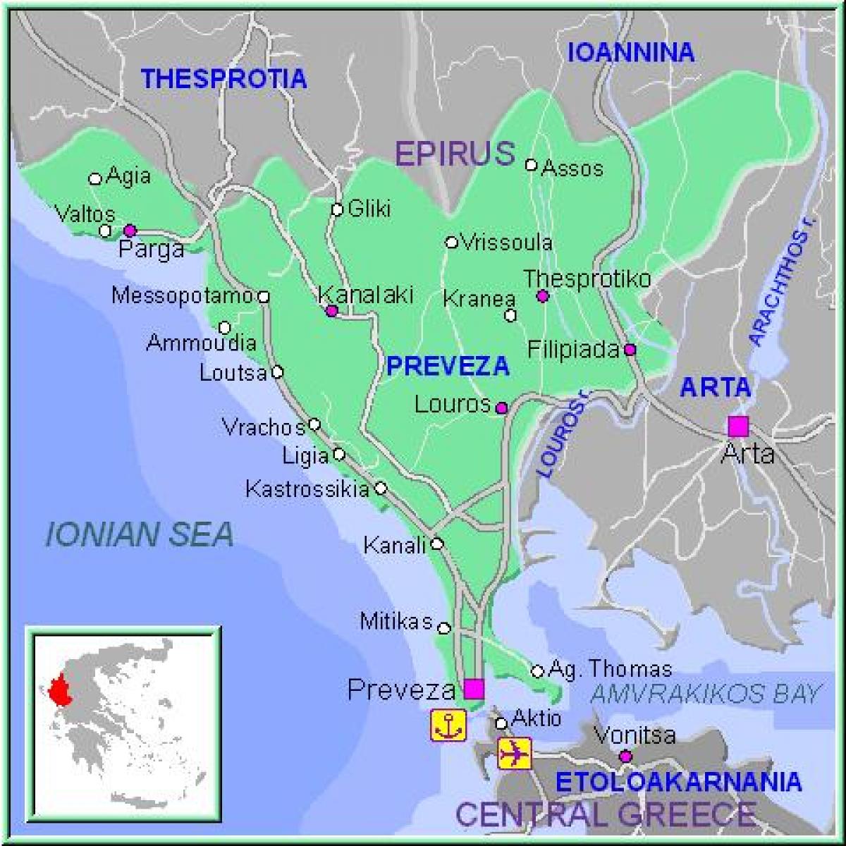 Preveza Greece map - Map of Preveza Greece (Southern Europe - Europe)