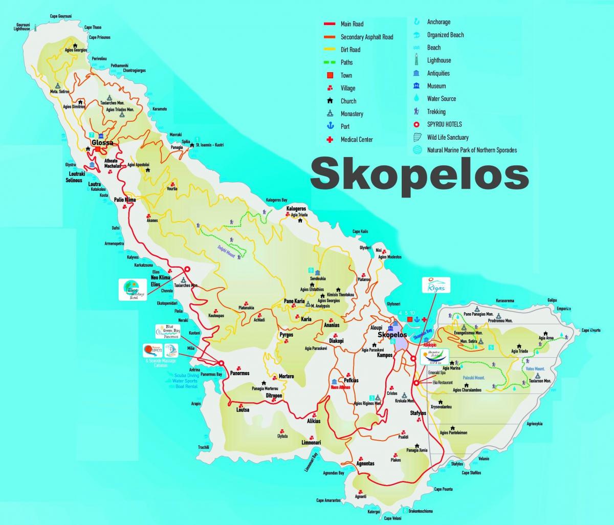 Skopelos map Greek islands