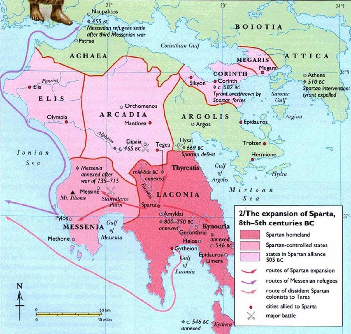 map of ancient Greece Sparta