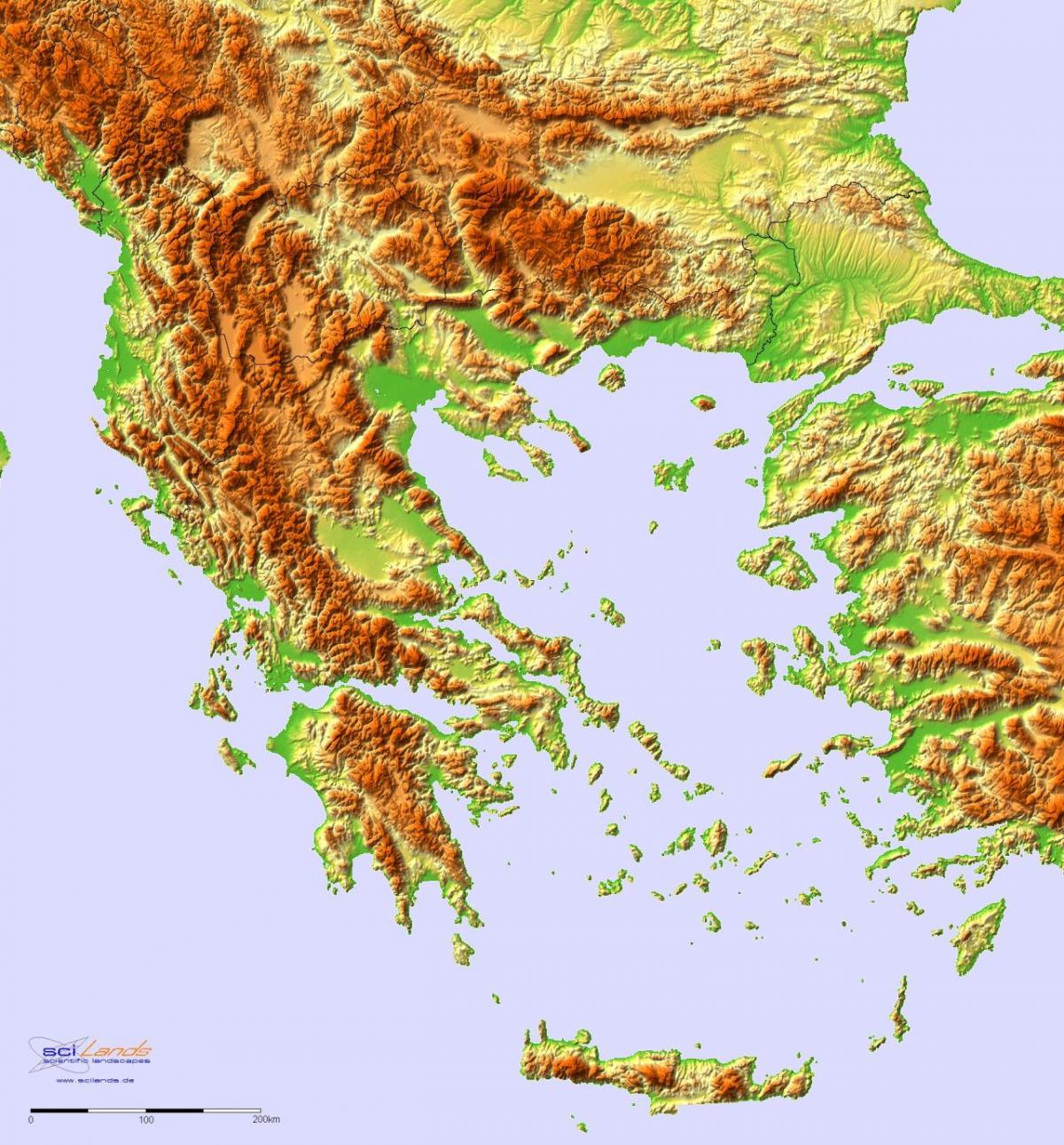 topographic map Greece