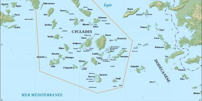 Map of Cyclades Greek islands