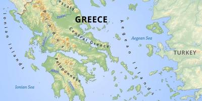 Map of Greece mountains